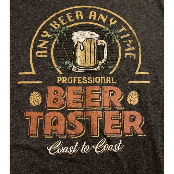 Newport‎ Blue Mens Graphic T Shirt Size Medium Heather Charcoal Gray Beer Taster - Picture 1 of 8